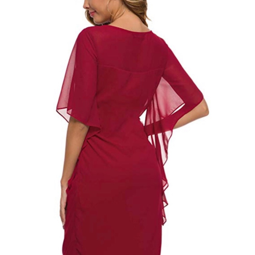 Red chiffon cocktail dress - Picture 4 of 7